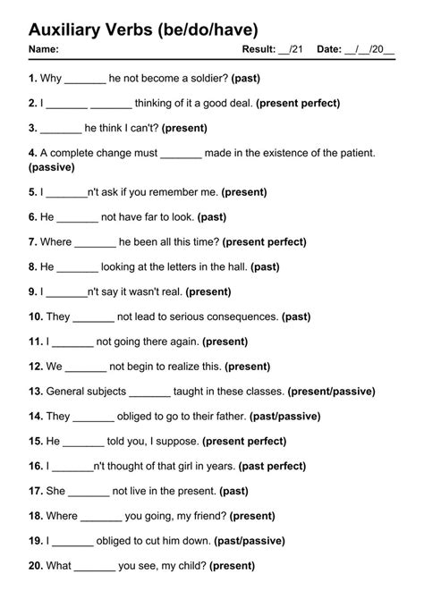 101 Printable Auxiliary Verbs PDF Worksheets with Answers - Grammarism