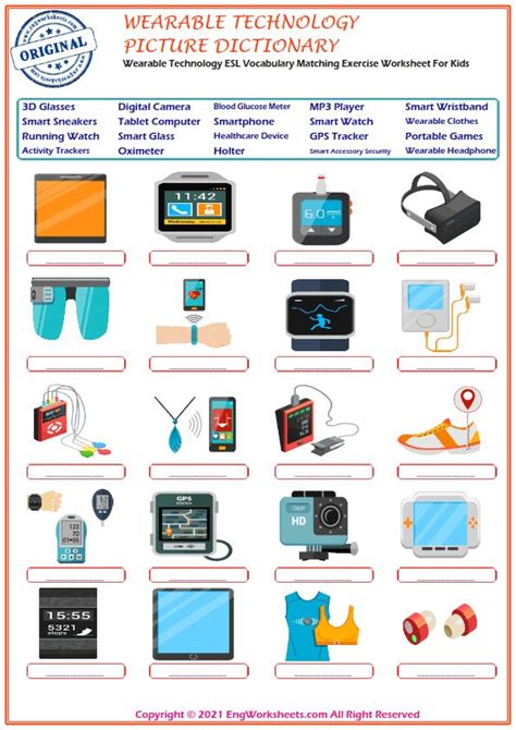 Wearable Technology Printable English ESL Vocabulary Worksheets