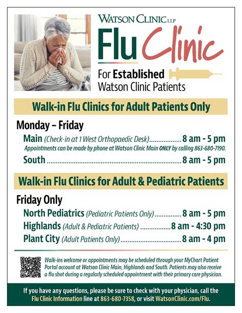 Watson Clinic Flu Clinics for Established Patients
