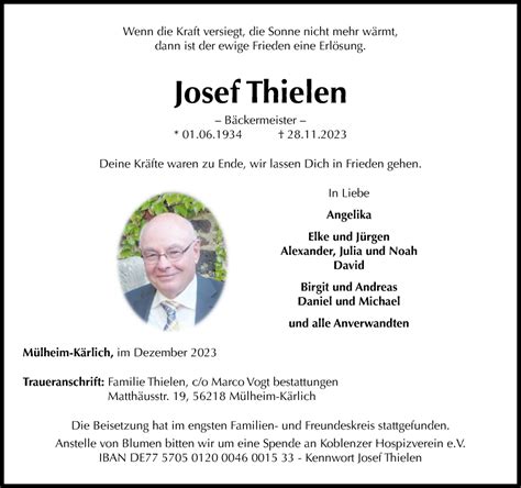 Traueranzeigen Von Josef Thielen Rz Trauer De