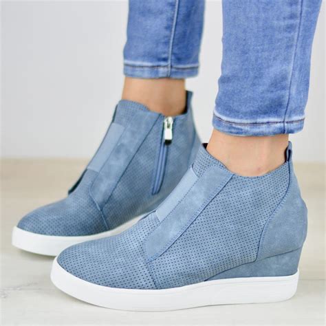 Comfort Zipper Wedge Sneakers Plus Size Wedges With Side Zipper