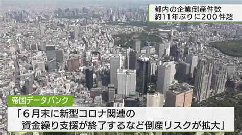 都内の企業倒産件数 約11年ぶりに200件超｜tokyo Mx（プラス）