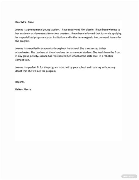 Recommendation Letter for Student - Google Docs, Word, PDF | Template ...