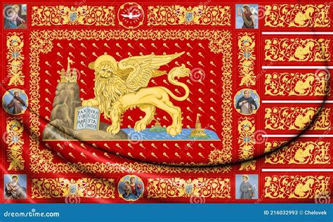 Flag of Republic of Venice 1659-1675. 3D Illustration Stock ...