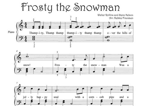 Frosty The Snowman Piano Sheet Music Fun Easy Lets Play Music Easy