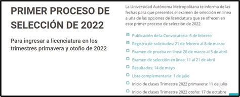 ⊛ Convocatoria Uam 2022 【admisión Examen Proceso】