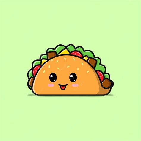 Premium Vector Cute Taco Cartoon Illustration With Facial Expression