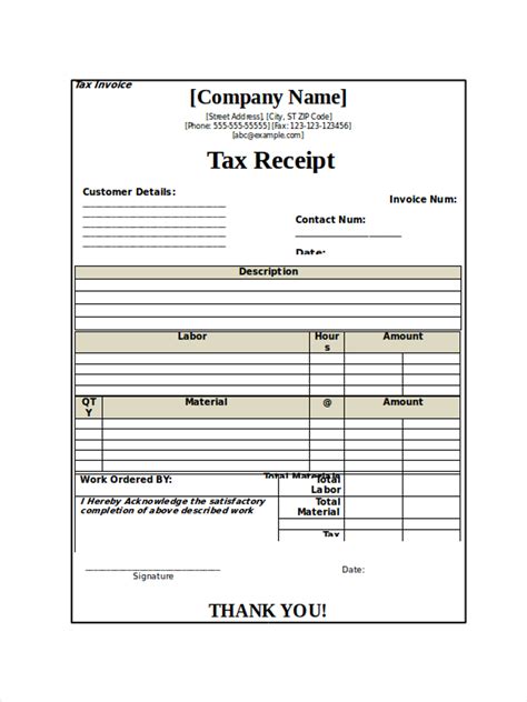 Tax Receipt 8 Examples Format Word Numbers Pages Pdf