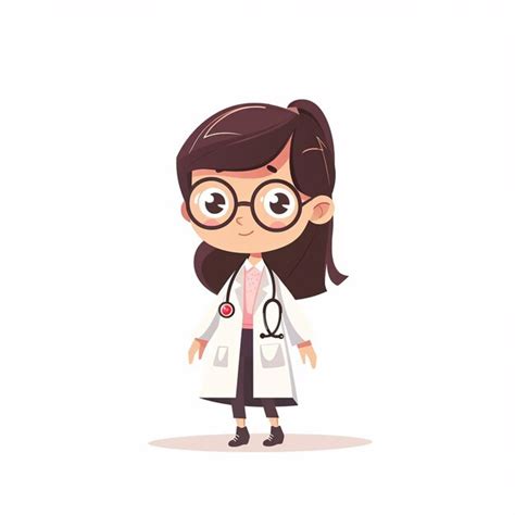 A Cartoon Of A Female Doctor With Glasses And A Lab Coat Premium AI