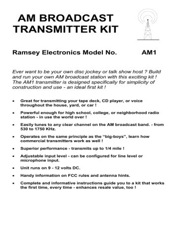 AM BROADCAST TRANSMITTER KIT | Manualzz