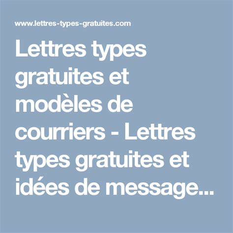 Lettres types gratuites et modèles de courriers Lettres types