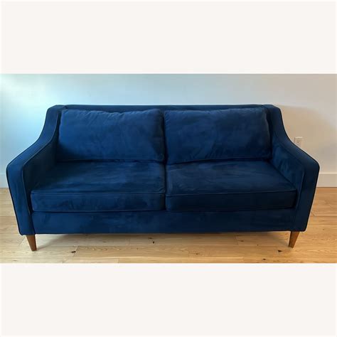 West Elm Paidge Sofa Ink Blue Performance Velvet AptDeco