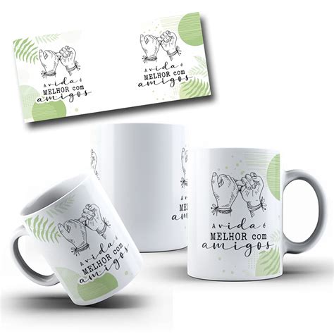 Fundo Caneca Amizade - 8 Artes para Caneca Amizade Amigos Arquivo Editável