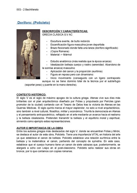 Historia Del Arte Bachillerato Fichas L Minas Escultra Arte Griego