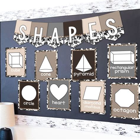 Printable Shape Posters Charts Farmhouse Cow Print Classroom Decor 2d