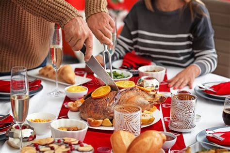 Happy Family Having Christmas Dinner at Home Stock Photo - Image of ...