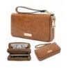 Crosslandy Women Men Rfid Blocking Double Zip Leather Wallet Clutch