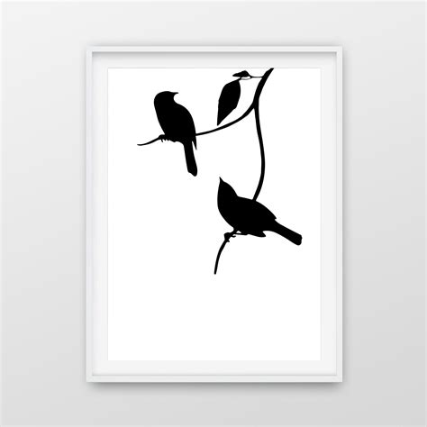 Black Bird Prints Set of 3 Bird Wall Art Modern Decor Black & - Etsy