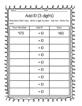 Daily 3 Math Game- +/- 10 & +/- 100 by Jennifer Johnson | TPT