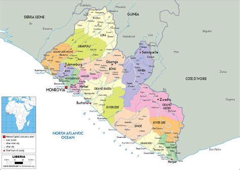 Large size Political Map of Liberia - Worldometer