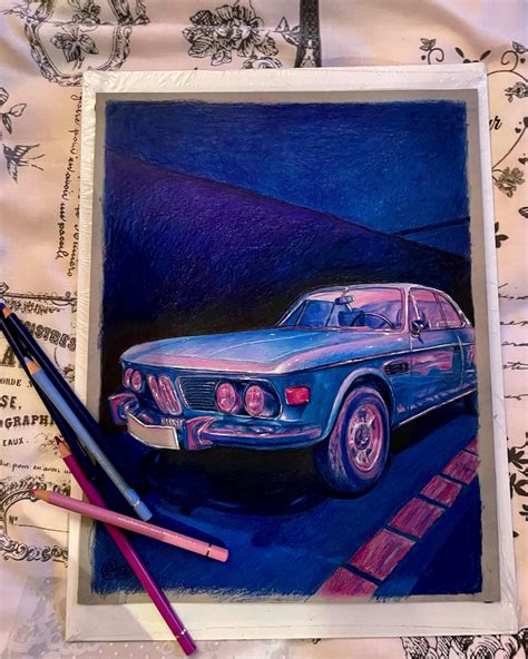 First time drawing a car, coloured pencil on paper : r/sketches