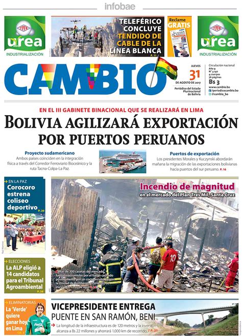 Cambio Bolivia Jueves 31 De Agosto De 2017 Infobae