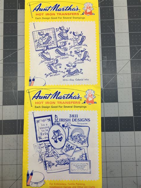 Aunt Martha Hot Iron Transfers Irish Or Days Of The Week Colonial Miss Sun Bonnet Sue Etsy