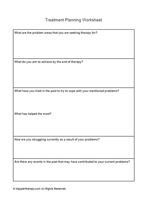 Treatment Planning Worksheet Happiertherapy