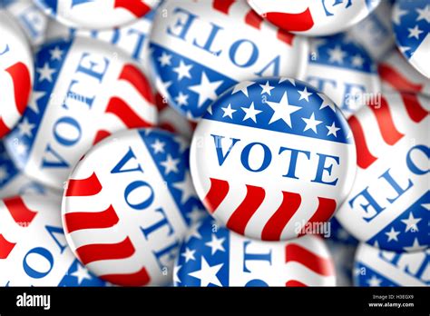 Vote Buttons In Red White And Blue With Stars 3d Rendering Stock