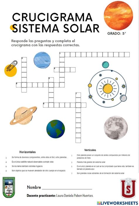 Ficha De Crucigrama Sistema Solar Workbook Sistema Solar Teachers 14040