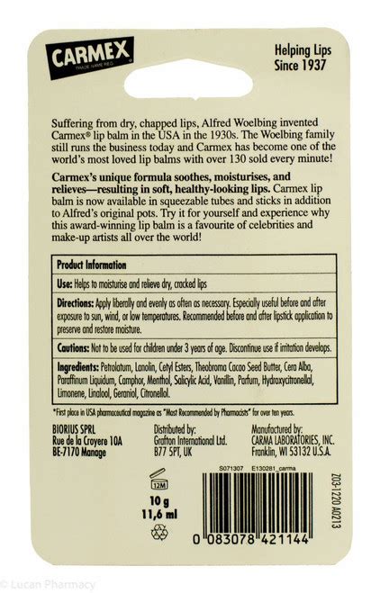 Carmex® Classic Moisturising Lip Balm Tube 10g Lucan Village Pharmacy