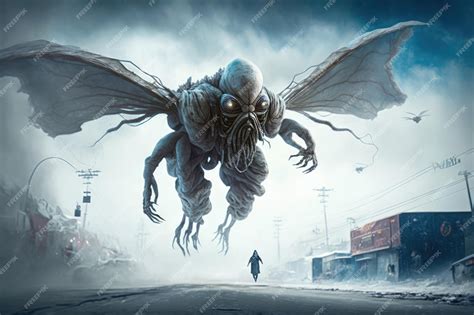 Premium AI Image | Flying monsters depicted in horror movie creature ...