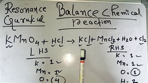 How To Balance Kmno4hclkcl Mncl2 H2o Cl2 In Hindi Youtube