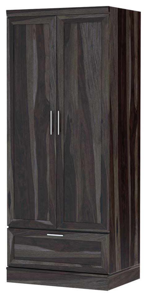 Anchorage Contemporary Solid Wood Wardrobe Clothing Armoire Cabinet