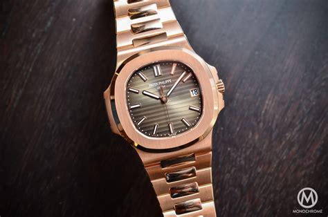 Patek Philippe Nautilus R Rose Gold Chocolate Dial Hands