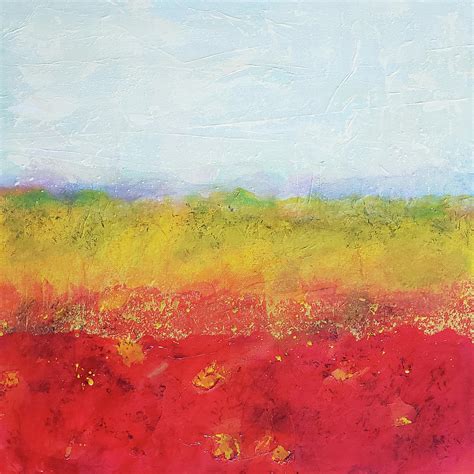 RED EARTH Abstract Landscape in Red Yellow Blue White Mixed Media by ...