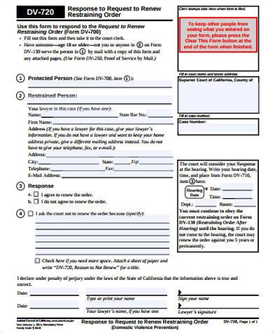 FREE 7 Sample Restraining Order Forms In MS Word PDF