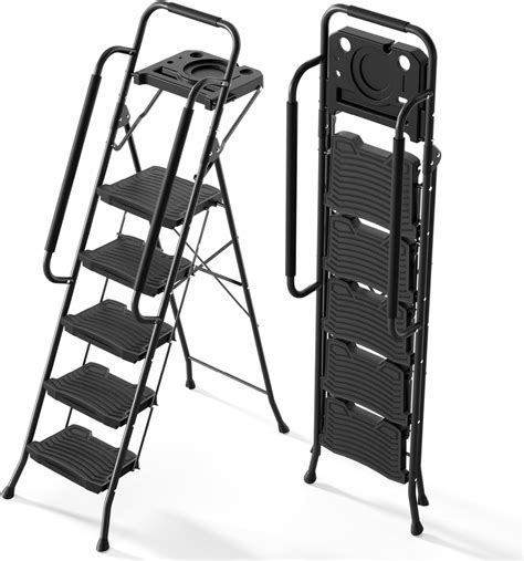 Kingrack Step Ladder With Tool Platform Sturdy Step Stool With