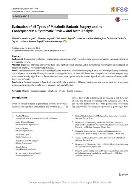 Evaluation Of All Types Of Metabolic Bariatric Surgery And Its