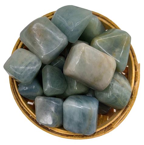 Aquamarine Tumbled Stone 200 Grams in Basket - Reiki Healing Crystals