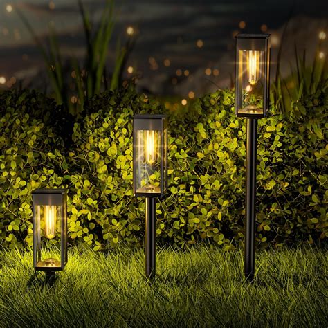 Bitpott Solar Pathway Lights For Outside Garden 4 Pack Bright Garden Lights Solar Outdoor