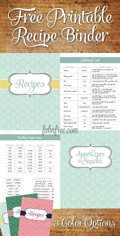 Free Recipe Binder In Color Options With Images Recipe Binder