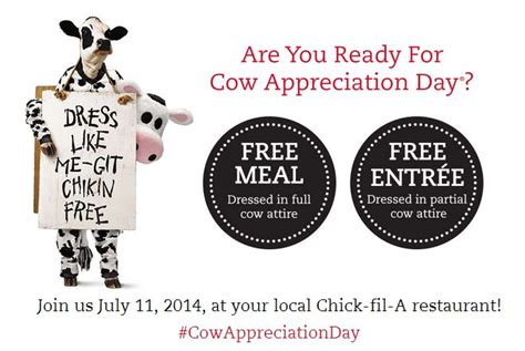 Chick Fil A Cow Appreciation Day July 11 2014