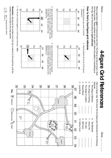 4 Figure Grid References Worksheet 4 And 6 Grid Reference Exercises