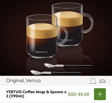 Nespresso Vertuo Coffee Mugs X Ml With Spoons Sets Available