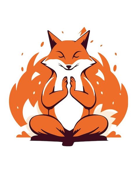 Ilustração de uma raposa meditando em um incêndio Vetor Premium