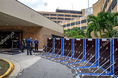 Workers Install Flood Barrier Secure Tampa Editorial Stock Photo ...