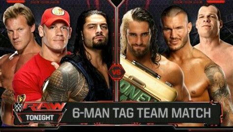 Raw Sept 1 2014 6 Man Tag Team Match John Cena Roman Reigns Chris