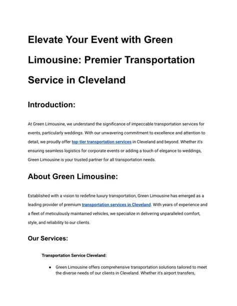 PPT Elevate Your Event With Green Limousine Premier Transportation