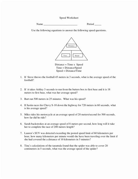 Speed Velocity And Acceleration Calculation Worksheet